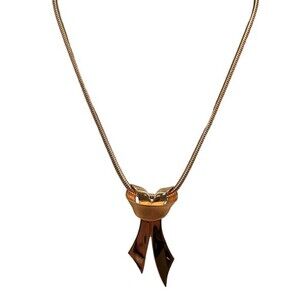 Vintage Signed Givenchy Gold Tone Ribbon‎ Textured Necklace Choker Designer